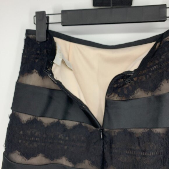 Cache Luxe Skirt Black Tiered Lace Satin A Line - Picture 7 of 9